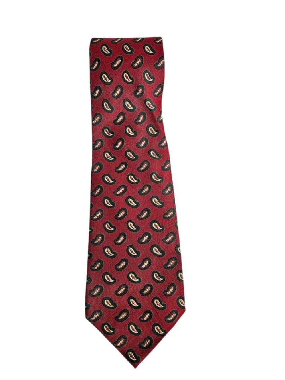 POLO by RALPH LAUREN 100% Silk Tie Necktie RED with GREEN & GOLD Paisley 57"